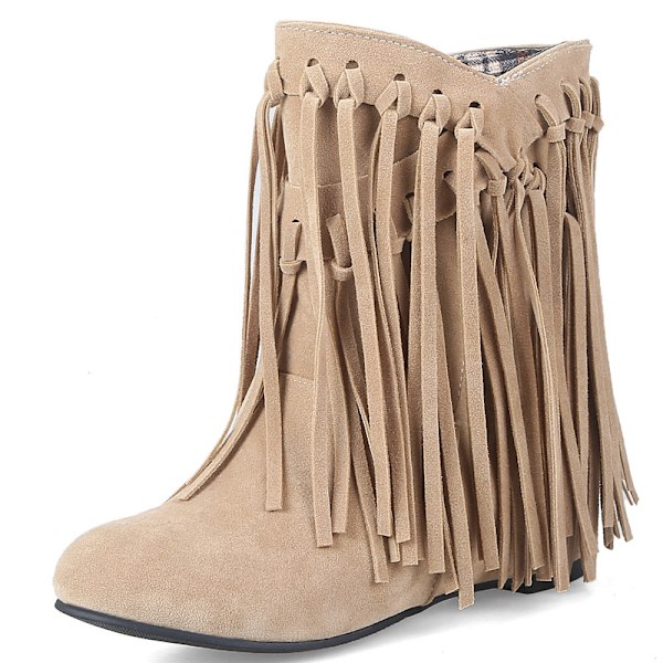 Naisten hapsu Cowboy Cowgirl -saappaat, terävä kärki, vedettävät, länsimaiset nilkkurit Beige 37
