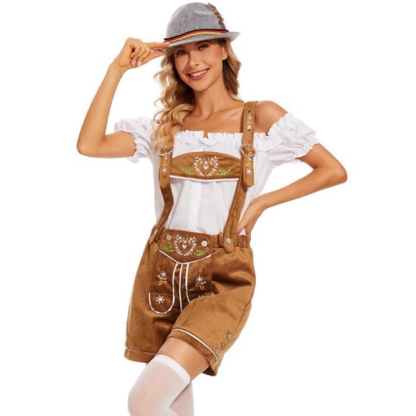 Oktoberfest Halloween-kostym för kvinnor med hatt M