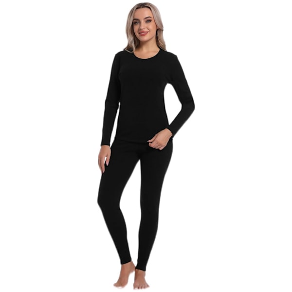 Termisk Underundertøjssæt til Kvinder - Ultrablødt Langt Underundertøj, Basislag Black 2XL