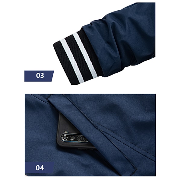 Mænds Jakke Casual Pilot Fuldt Lynlås Jakke Blue M