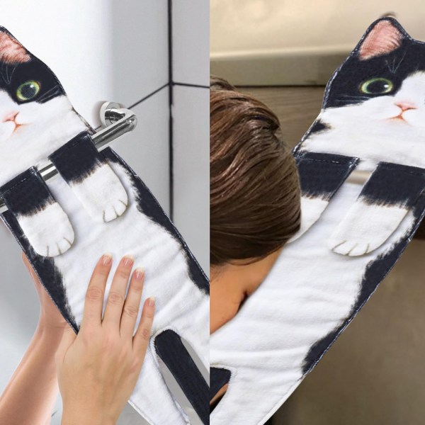 Roliga Katt Handdukar för Badrum Köket, Hängande Handdukar Style1