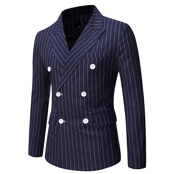 Herre Casual Blazer Jakke Ternet Navy Blue L