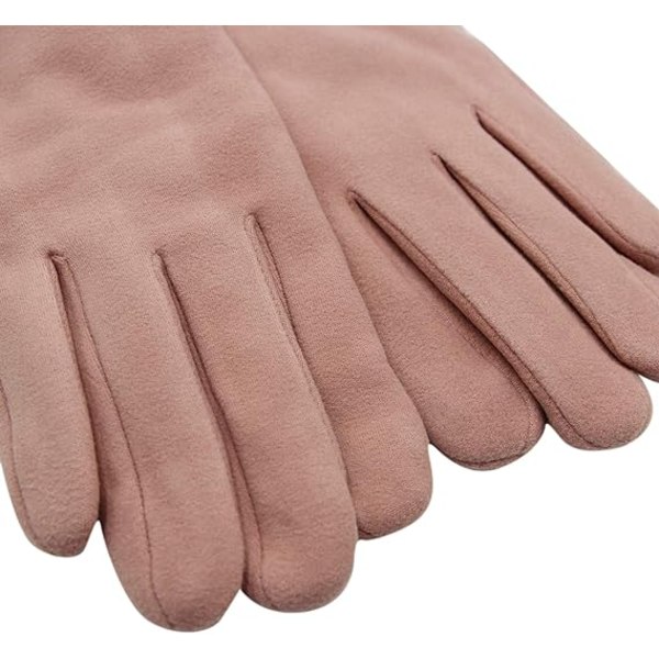 Dam Suedehandskar Söta Katt Fleecefodrade Varma Handskar Pink