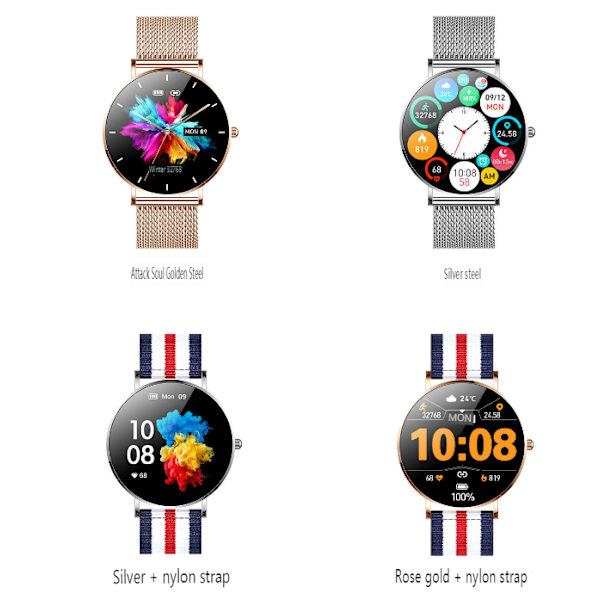 Smartklocka för Kvinnor, Vattentät Smartwatch Silver