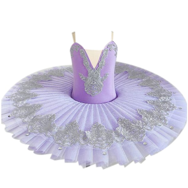 Balett Tutu-klänning för flickor Svanens dansföreställningskostymer purple 110cm