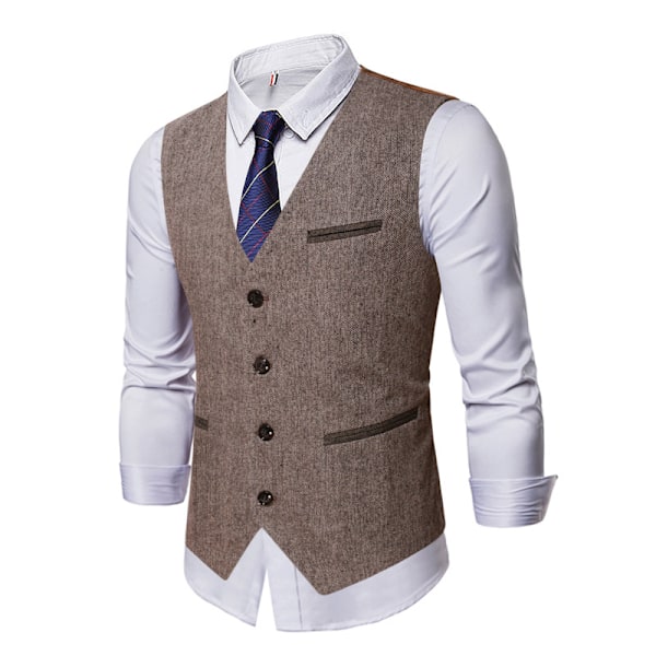 Miesten nahka-liivi, rento V-kaula, slim fit, western-cowboy-liivi S