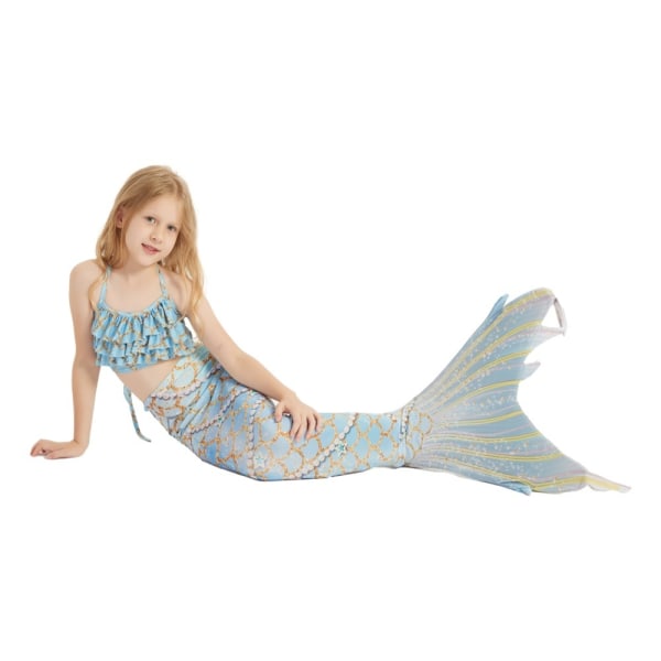 Mermaid Tails Baddräkt för flickor Simning 3st Mermaid Princess Baddräkt blue 140cm