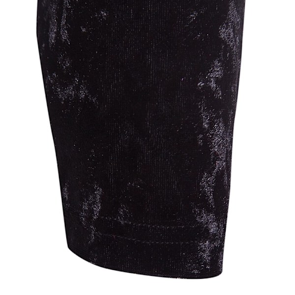 Herrar Sammet Långärmad Skjorta Turtleneck Slim Fit Topp Black M