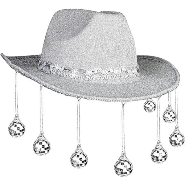 Disco Ball Cowboy Hat, Mirrored Ball Cowboy Hat Silver