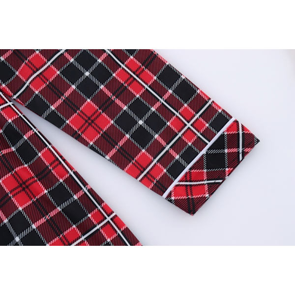 Mælkesilke Langærmet Dame Plaid Skjorte Pyjamas Red 1 M