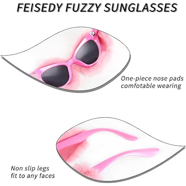 Plush Fuzzy Kattöga Solglasögon för Kvinnor Pink