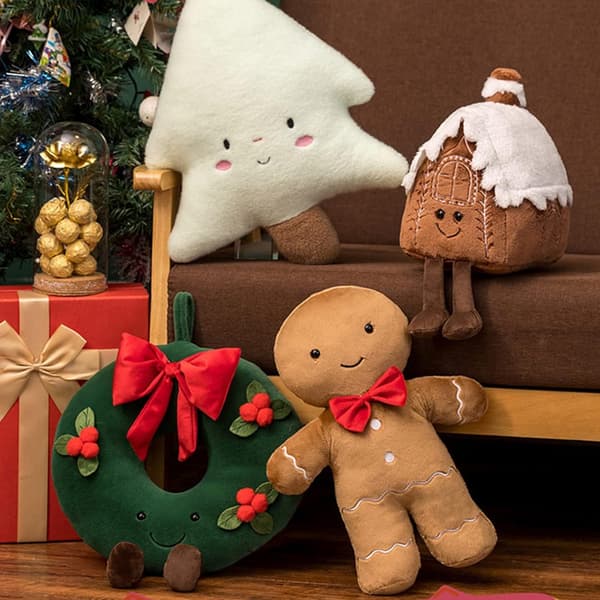 15.7'' Julemandsplysdyr i Gingerbread-form Christmas Tree-45cm