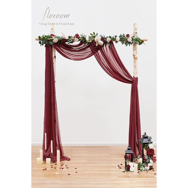 Bröllopsbåge Draperi Tyg 2 Paneler 20Ft Burgundy 75*600cm