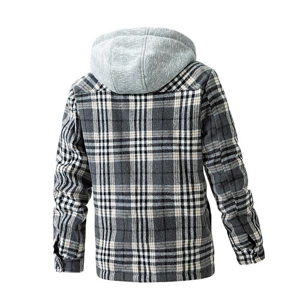 Mænds Bomulds Plaid Skjortejakke Fleeceforet Flannelskjorte Sherpa Knappet Jakke Style1 M