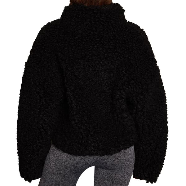 Långärmad Croppad Sherpajacka för Dam Black 2XL