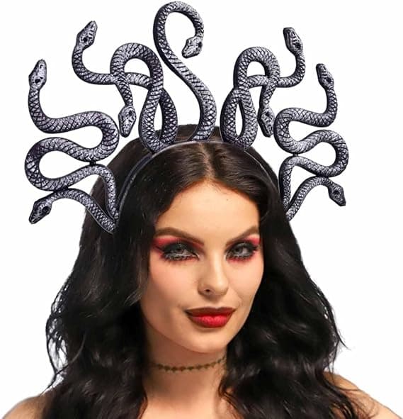 Medusa Slangehovedbånd Guld Gudinde Hovedpynt Black Silver