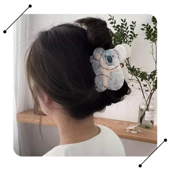 Koala Clip Animal Kawaii Cute Hair Claw Clips för kvinnor White L