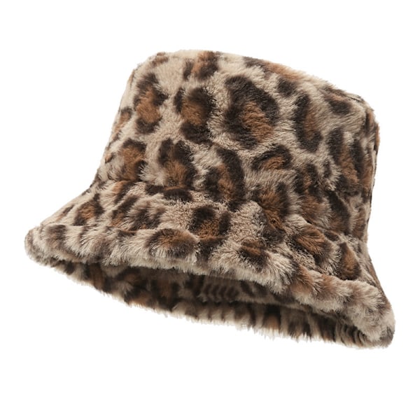 Dames Leopard Print Faux Fur Spandau Hat Khaki