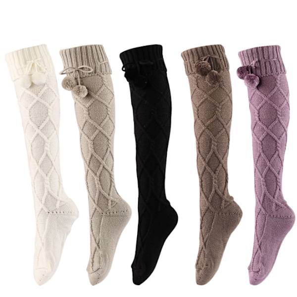Kvinnors stickade lårstrumpor med höga stövlar dark grey brown