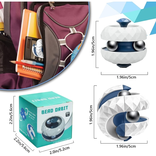 Orbit Bold Legetøj, Fidget Cube Puslespil Bold Spinde Legetøj White