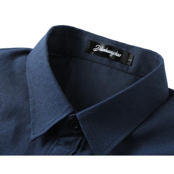 Herrar Casual Skjorta Långärmad Knapp-Ner Oxford Texturerad Klänningsskjorta BLACK M
