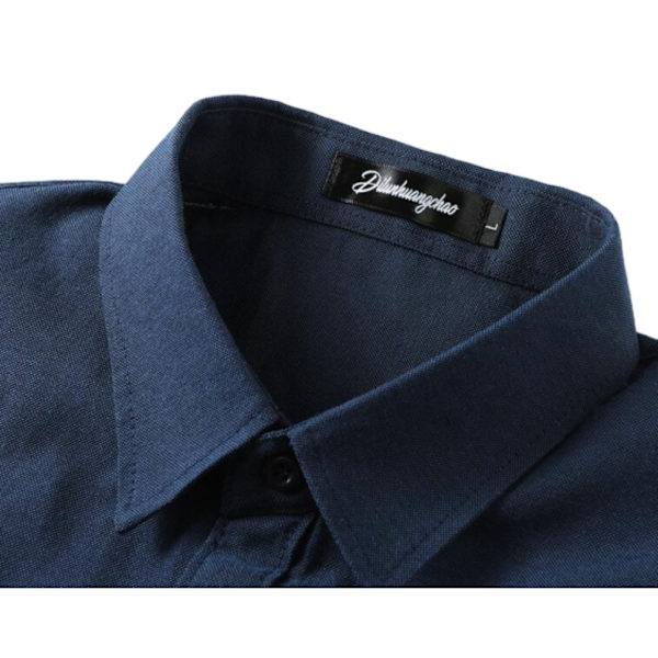 Hvit skjorte for menn, lang ermet, knappestolpe, Oxford-stoff, strukturert GRAY M