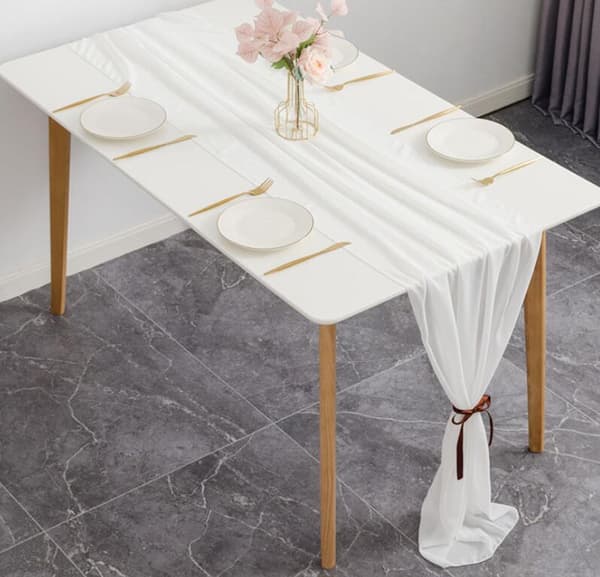 120*28 Tommer Solid Farge Chiffon Bordløper Apricot