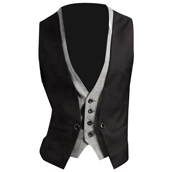 Mænds Lagdelt Formel Tuxedo Kjole Vest Veste Black M