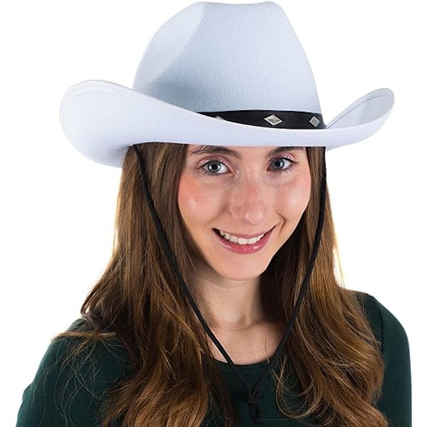 Cowboyhat til Mænd & Kvinder - Sort Filthat med Nitter White
