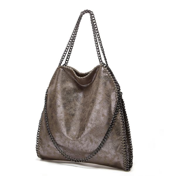 Dames Kæde Luksus Håndtaske Kæde Blød Taske Silver Grey