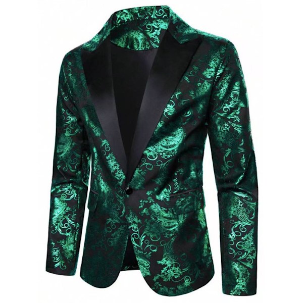 Miesten kukallinen smokingtakki Paisley-huivillä, pukutakki illalliseen Green XL