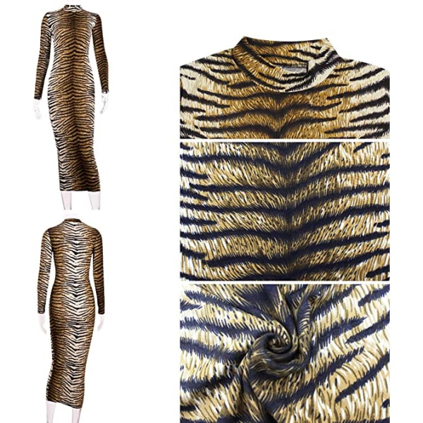 Print -klänning med leopardtryck för kvinnor Tiger L