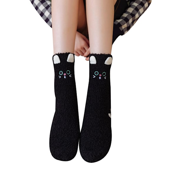 Fuzzy strumpor för kvinnor tonårsflickor jul fleece strumpor black