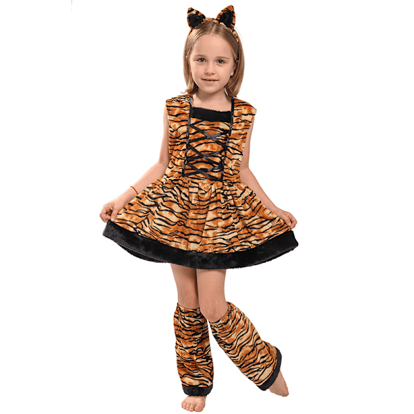 Tigerdräkt för flickor Halloween Djur Fancy Dress XL