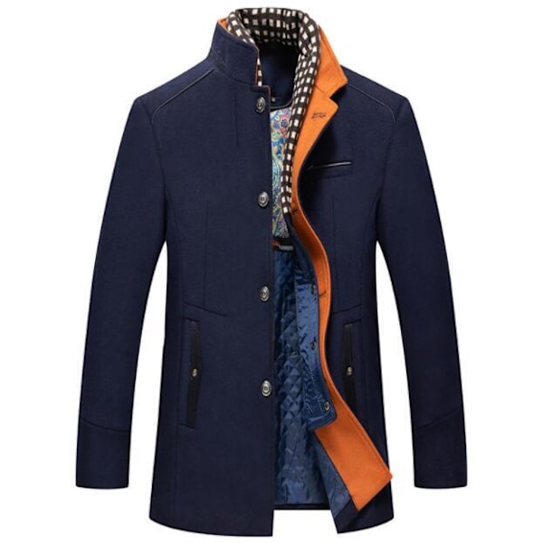 Herreullfrakk Smal Passform med Sjal Krage navy blue S