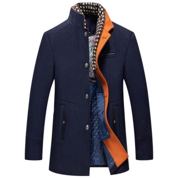 Ullkappa för män Slim Fit-kappa med halsduk navy blue S 3b56 | navy blue |  S | Fyndiq