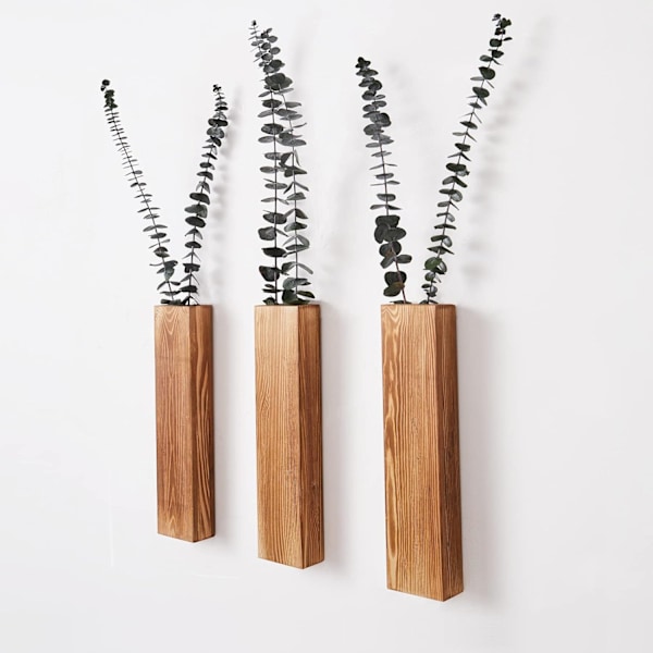 3 st Väggplanter av Trä för Inomhusväxter 3PCS