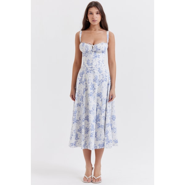 Dam Summer Grimma Smocked Maxiklänning Slit Grimma Klänningar Floral blue S