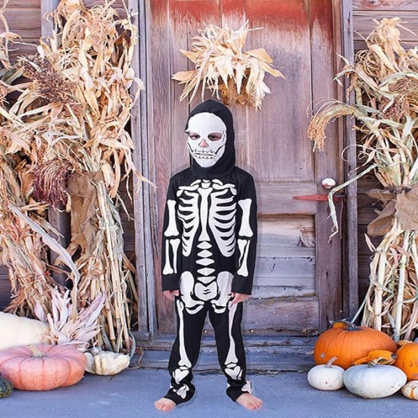 Barn Skelettfladdermusdräkt Halloween Rollspel Jumpsuit 100cm