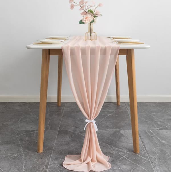 120*28 Tommer Solid Farge Chiffon Bordløper Meat Pink