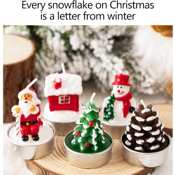 3 stk Julelys med Teelys Håndlaget Delikat Julenissen Christmas Tree