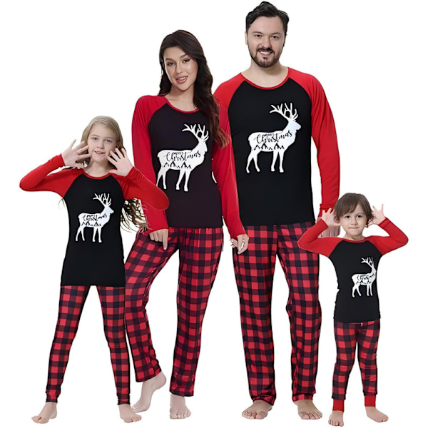 Julpyjamas med söt ren-print, långärmad pyjamasuppsättning Kid 8