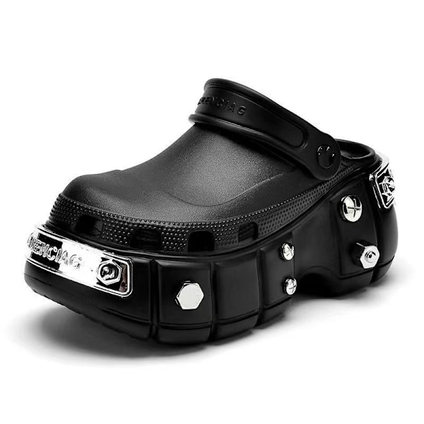 Mænd Kvinder Åndbare Have-Klodser Komfortable Slip-On Strand-Sandaler Tøfler Black 44-45