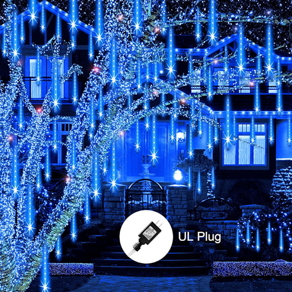 Regn Drops Lys, LED Meteorskur Lys 8 Rør Blue