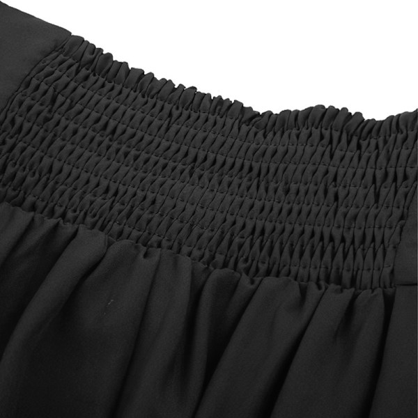 Dam Goth Steampunk Kjol Hög Midja Pirat Midi A-Linje Kjol Black 2XL