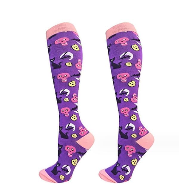 Halloween Kompresjonsstrømper for menn og kvinner Purple S