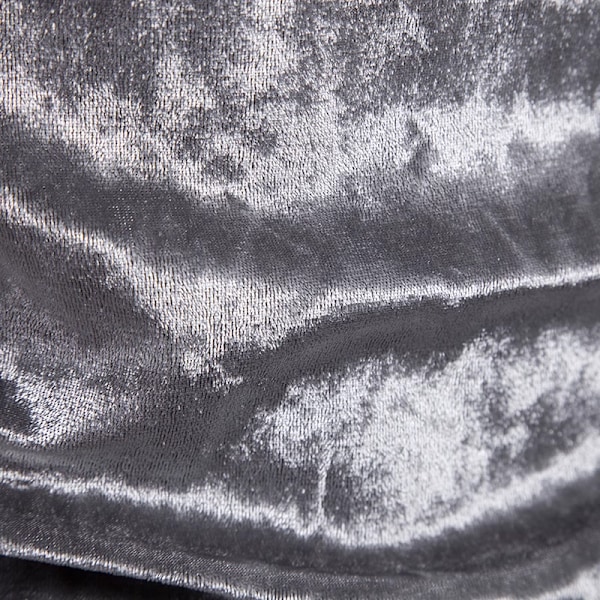 Herrar Sammet Långärmad Skjorta Turtleneck Slim Fit Topp Silver M