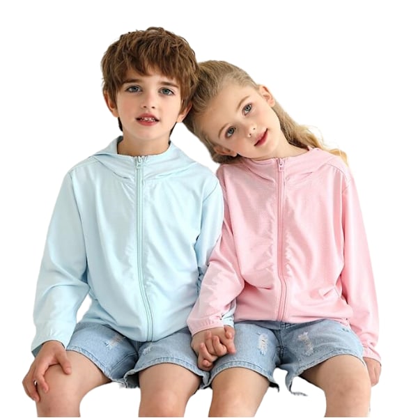 Solskyddsjacka med huva för pojkar, flickor pink 140cm