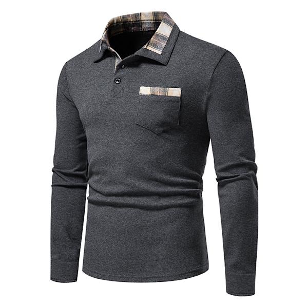 Miesten pitkähihainen ruudullinen laikuttuva rento paita Dark Gray M