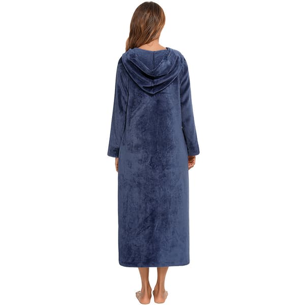 Dame Zip Up Robe Sweatshirt Robe Lang Hættetrøje Blue 2XL